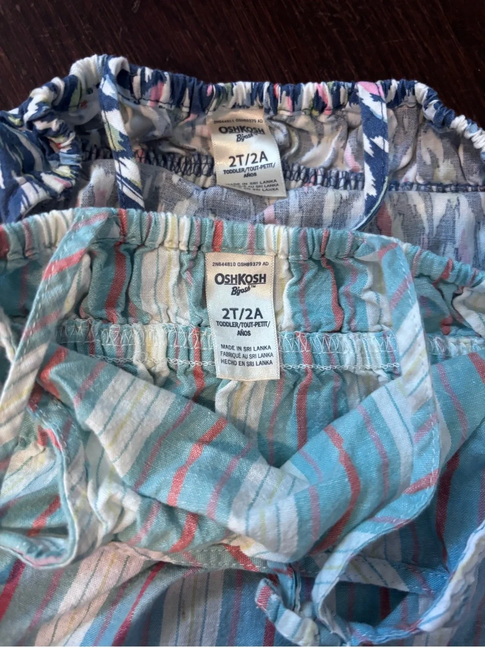 OshKosh B'gosh Blue Pattern & Stripe Tie-Shoulder Tank Tops